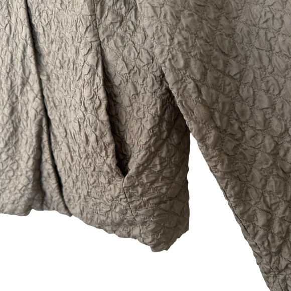 EILEEN FISHER QUILTED TUSSAH DIAMOND SILK MAGNETIC CLOSURE JACKET SIZE LARGE. - Picture 5 of 13